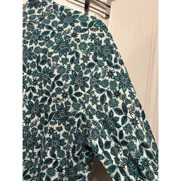 Lands End Women’s MP Turtleneck Blue Green Floral Paisley Print Soft Long Sleeve - Picture 9 of 14